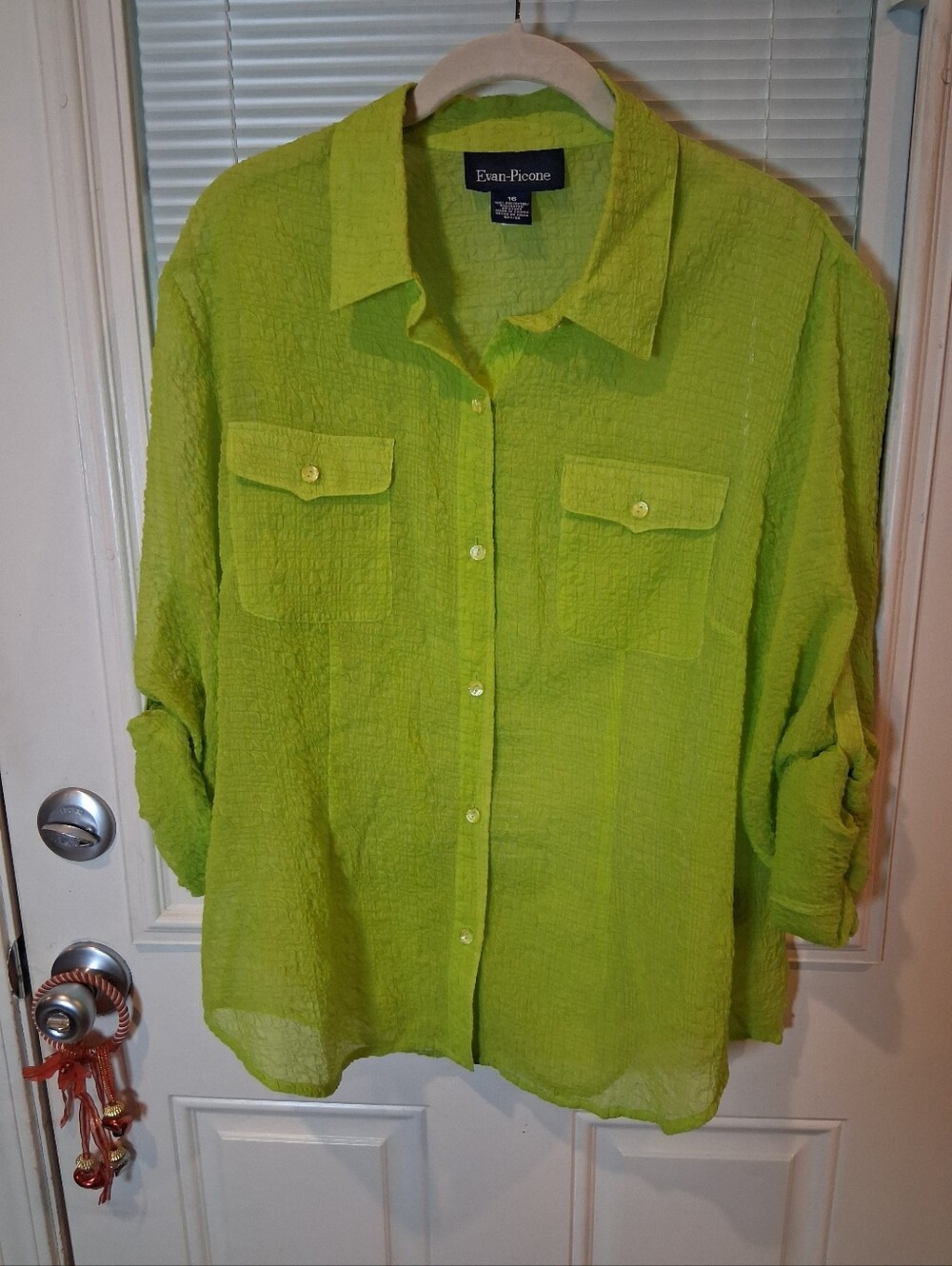 Evan Picone Lime Green Button-Up Shirt